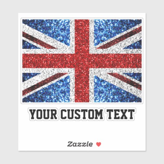 Britse vlag rood blauw wit sparkles Uw aangepaste  Sticker (Vel)