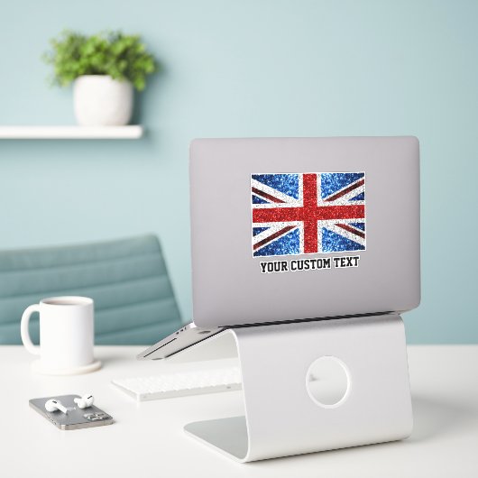 Britse vlag rood blauw wit sparkles Uw aangepaste  Sticker (Laptop op bureau)