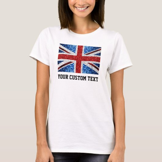 Britse vlag rood blauw wit sparkles Uw aangepaste  T-shirt (Voorkant)