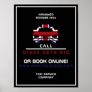 Britse vlag Taxi Cab Logo Adverteren Poster