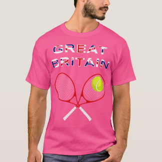 Britse vlag Tennis Ball Racket Groot-Brittannië Te T-shirt