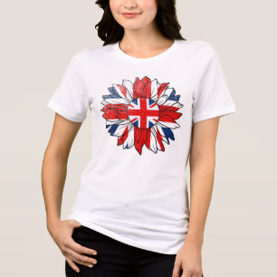 Britse Vlag Zonnebloem Vervallen Design Dames Tri-Blend Shirt