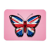 Britse vlinder vlag op roze magneet (Horizontaal)