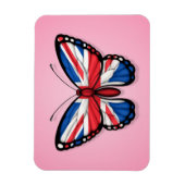 Britse vlinder vlag op roze magneet (Verticaal)