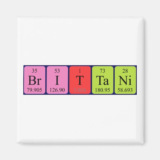 Brittani periodiek table name magnet magneet (Voorkant)
