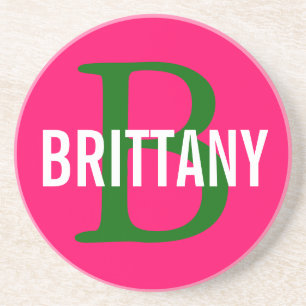 Brittany Breed Monogram Design Zandsteen Onderzetter