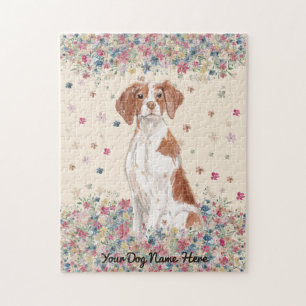 Brittany Dog Bloem Regen Legpuzzel