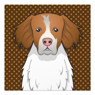 Brittany Dog Cartoon Paws Foto Afdruk