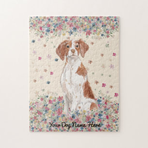 Brittany Dog Flower Rain Legpuzzel