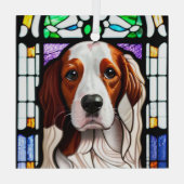 Brittany Dog "Glas in lood" Glas Ornament (Achterkant)