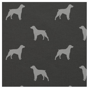 Brittany Dog Silhouettes Grey and Black Patterned Stof