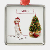 Brittany Funny kersthond en boom Metalen Ornament (Voorkant)