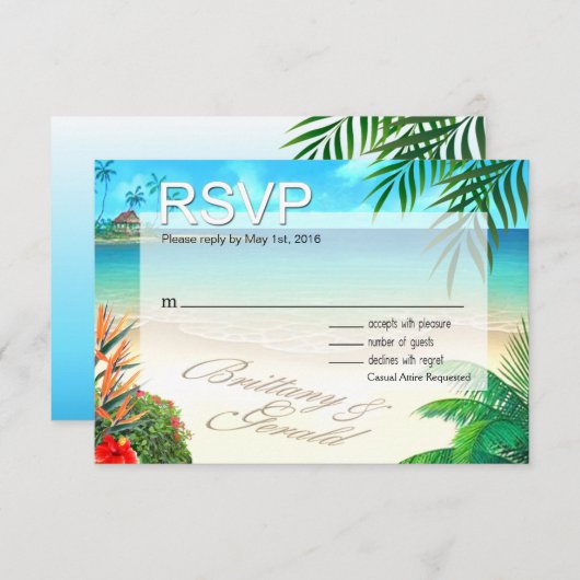 Brittany & Gerald Exotic Beach RSVP ::custom : (Devant / Derrière)