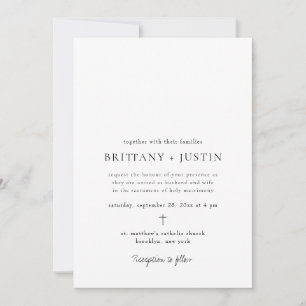 Brittany Modern Black Script Weddenschap met RSVP Kaart