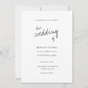 Brittany Modern Elegant Black Calligraphy Wedding Kaart