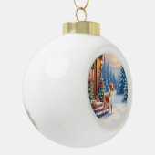 Brittany Rustic Cabin Christmas Winter Art Keramische Bal Ornament (Links)