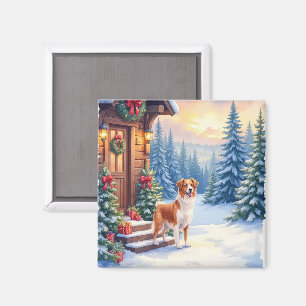 Brittany Rustieke Blokhut Kerstmis Winter Kunst Magneet