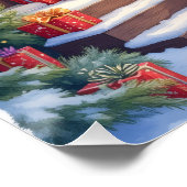 Brittany Rustieke Blokhut Kerstmis Winter Kunst Perfect Poster (Hoek)