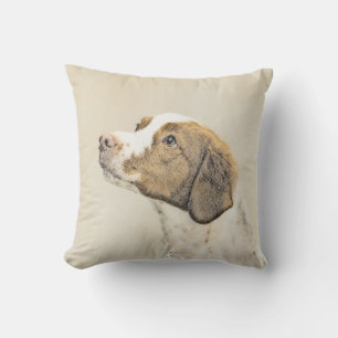 Brittany Schilderij - Lieve Originele Hond Kunst Buitenkussen