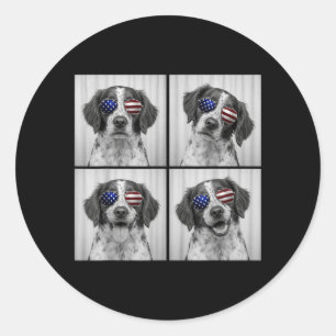 Brittany Spaniel 4 juli Amerikaanse Vlag Hond Ronde Sticker