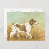 "Brittany Spaniel" Art Reproduction Briefkaart (Voorkant / Achterkant)