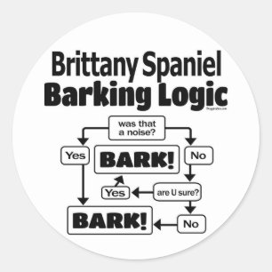 Brittany Spaniel Barking Logic Ronde Sticker
