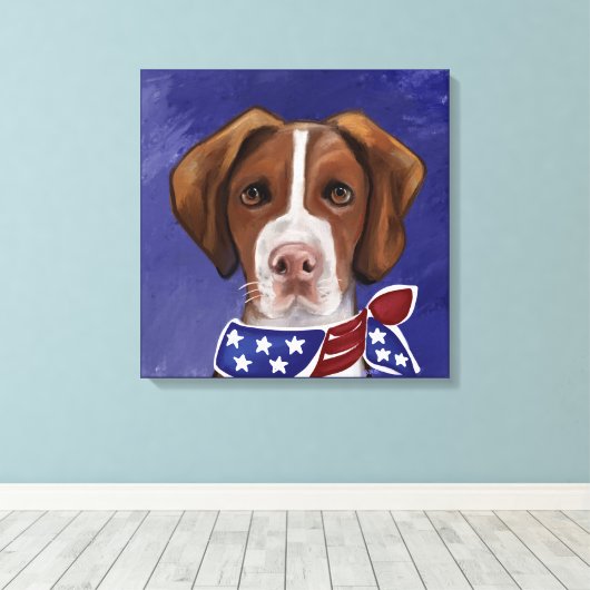 Brittany Spaniel Canvas Afdruk (Insitu (Houten vloer))