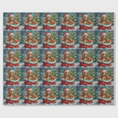 Brittany Spaniel Christmas Santa Bag Adventure Cadeaupapier (Vlak)