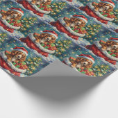 Brittany Spaniel Christmas Santa Bag Adventure Cadeaupapier (Hoek)