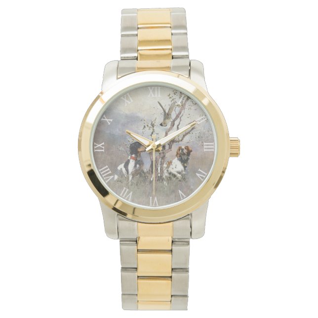 Brittany Spaniel Clock Horloge (Voorkant)