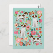 Brittany Spaniel Dog  Florals Art Briefkaart (Voorkant / Achterkant)