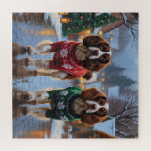 Brittany Spaniel Dogs Christmas Snow Holiday Legpuzzel (Horizontaal)