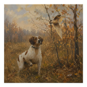 Brittany Spaniel en houtsnip Perfect Poster