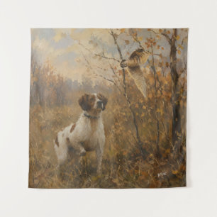 Brittany Spaniel en houtsnip Wandkleed