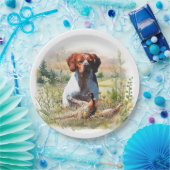 Brittany Spaniel – Field, Focus, Pheasant , Art Papieren Bordje (Feest)