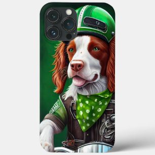 Brittany Spaniel fiets St. Patrick's Day iPhone 13 Pro Max Hoesje