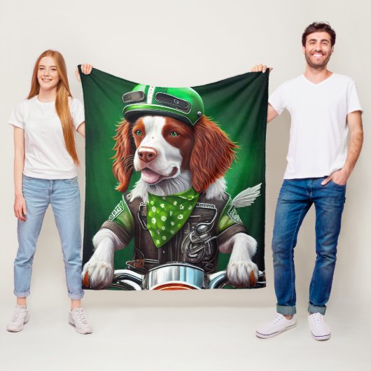 Brittany Spaniel fiets St. Patrick's Day Fleece Deken (In situ)