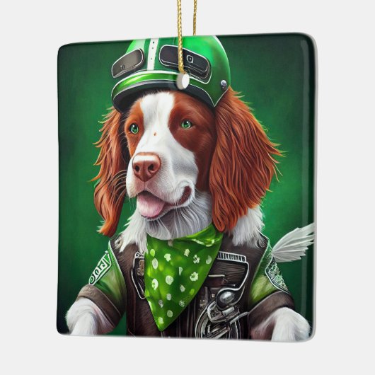 Brittany Spaniel fiets St. Patrick's Day Keramisch Ornament (Links)
