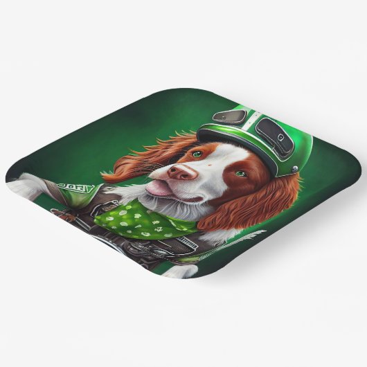 Brittany Spaniel fiets St. Patrick's Day Papieren Bordje (Gebogen)