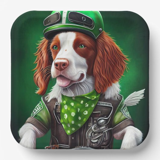 Brittany Spaniel fiets St. Patrick's Day Papieren Bordje (Voorkant)