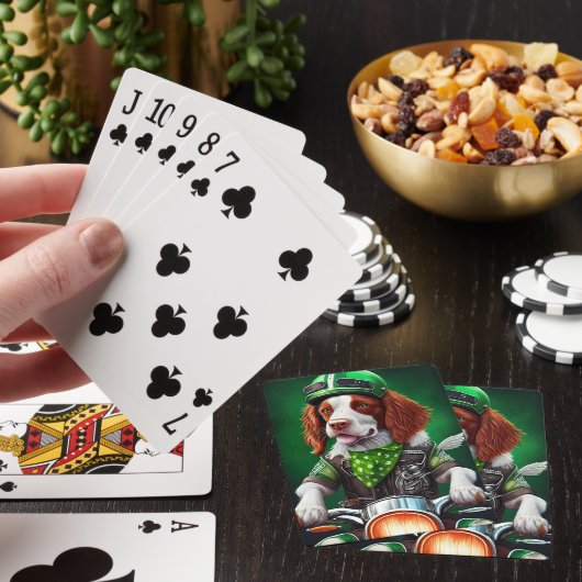 Brittany Spaniel fiets St. Patrick's Day Pokerkaarten (Insitu)