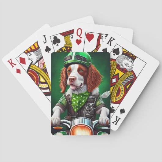 Brittany Spaniel fiets St. Patrick's Day Pokerkaarten (Achterkant)