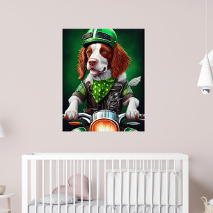 Brittany Spaniel fiets St. Patrick's Day Poster