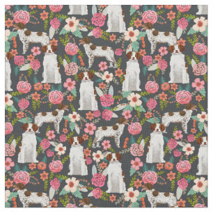 Brittany Spaniel florals donker Stof