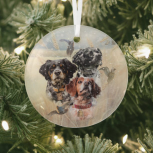 Brittany Spaniel Glas Ornament