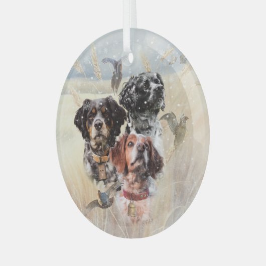 Brittany Spaniel Glas Ornament (Voorkant links)