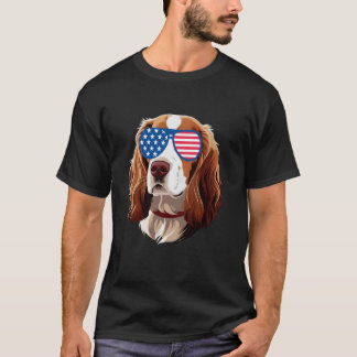 Brittany Spaniel hond Amerikaanse vlag patriottisc T-shirt