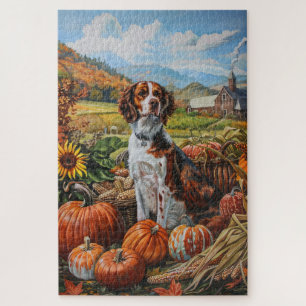 Brittany Spaniel hond herfst oogst thanksgiving Legpuzzel