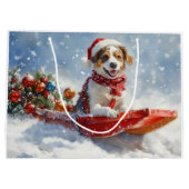 Brittany Spaniel Hond in Sledge Kerstmis Groot Cadeauzakje (Achterkant)