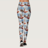 Brittany Spaniel Hond in Sledge Kerstmis Leggings (Achterkant)